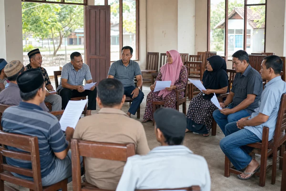 Ilustrasi dummy musyawarah warga di balai sederhana